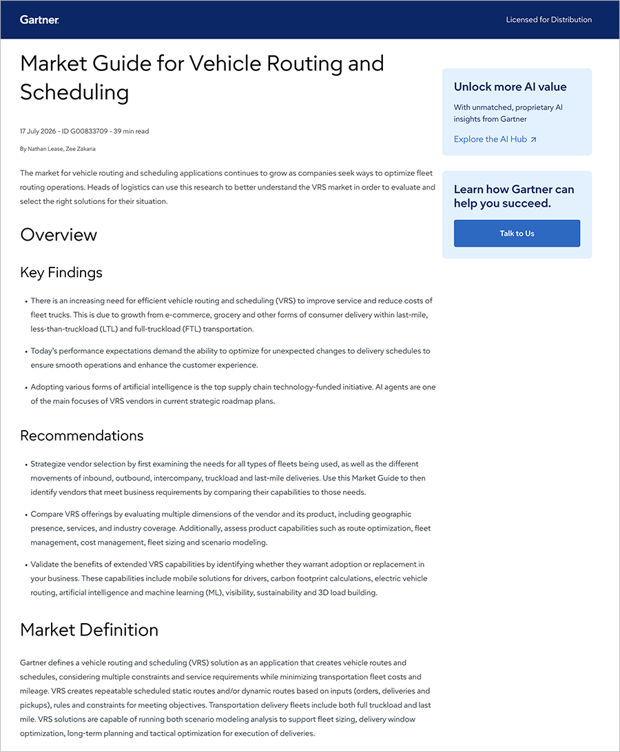 EPG's Greenplan Named Representative Vendor in 2026 Gartner Market Guide for Vehicle Routing and Scheduling